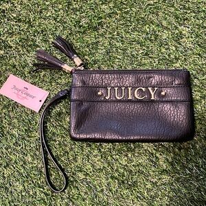 NEW Juicy Couture Double Zipper Black Wristlet Wallet With Tassels NWT
